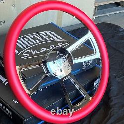 18 Inch Chrome Semi Truck Steering Wheel with Red Vinyl Grip 5 Hole