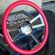 18 Inch Chrome Semi Truck Steering Wheel With Red Vinyl Grip 5 Hole