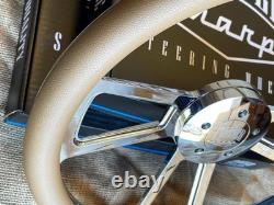 18 Inch Chrome Semi Truck Steering Wheel with Tan Brown Vinyl Grip 5 Hole