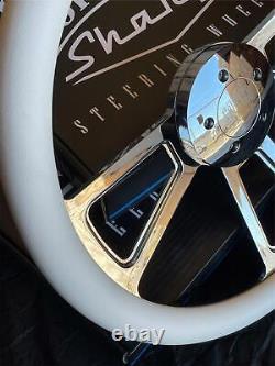 18 Inch Chrome Semi Truck Steering Wheel with White Vinyl Grip 5 Hole