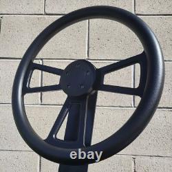 18 Inch Matte Black Semi Truck Steering Wheel Black Vinyl Wrap 5 Hole