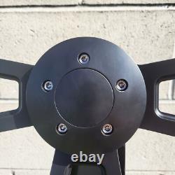18 Inch Matte Black Semi Truck Steering Wheel Black Vinyl Wrap 5 Hole