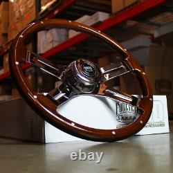 18 Real Wood Steering Wheel 4 Spoke Aluminum Rivets PETERBILT KENWORTH MACK ETC