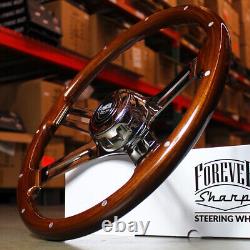 18 Real Wood Steering Wheel 4 Spoke Aluminum Rivets PETERBILT KENWORTH MACK ETC