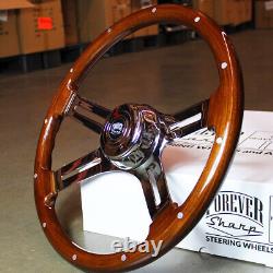 18 Real Wood Steering Wheel 4 Spoke Aluminum Rivets PETERBILT KENWORTH MACK ETC