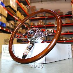 18 Steering Wheel 3-Spoke Wood (For Freightliner, Kenworth, Peterbilt, Volvo)