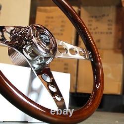 18 Steering Wheel 3-Spoke Wood (For Freightliner, Kenworth, Peterbilt, Volvo)