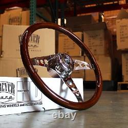 18 Steering Wheel 3-Spoke Wood (For Freightliner, Kenworth, Peterbilt, Volvo)