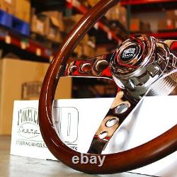 18 Steering Wheel 3-Spoke Wood (For Freightliner, Kenworth, Peterbilt, Volvo)