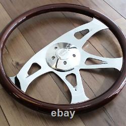 18 Steering Wheel 4 Spoke Chrome Talon Dark Wood BLEM, Cosmetic defects