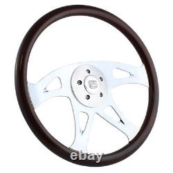 18 Steering Wheel 4 Spoke Chrome Talon Dark Wood BLEM, Cosmetic defects