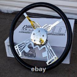 18 Steering Wheel Chrome Hawkeye Spokes and Black Wood Grip Factory Second