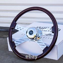 18 Wood Steering Wheel Chrome 4 Spoke Freightliner, Kenworth, Peterbilt, Volvo