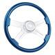 18 Inch Blue Wood Truck Steering Wheel 4 Spoke For Kenworth Peterbilt Volvo