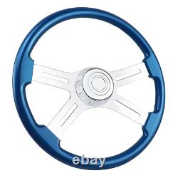 18 inch Blue Wood Truck Steering Wheel 4 Spoke for Kenworth Peterbilt Volvo