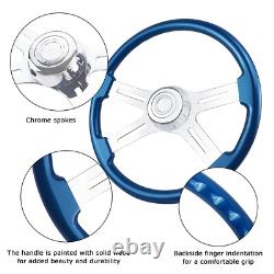 18 inch Blue Wood Truck Steering Wheel 4 Spoke for Kenworth Peterbilt Volvo