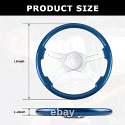 18 inch Blue Wood Truck Steering Wheel 4 Spoke for Kenworth Peterbilt Volvo