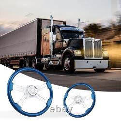 18 inch Blue Wood Truck Steering Wheel 4 Spoke for Kenworth Peterbilt Volvo
