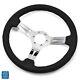 1964-1988 Chevy Cars Aftermarket Steering Wheel Black Leather Chrome Spokes 14