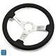 1964-1988 Chevy Cars Steering Wheel Black Leather With Brushed Silver Spokes 14