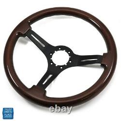 1964-1988 Chevy Cars Steering Wheel Wood With Black Anodized Spokes 14