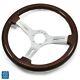 1964-1988 Chevy Cars Steering Wheel Wood With Brushed Silver Spokes 14