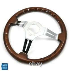 1964-1988 GM Cars Aftermarket Steering Wheel Wood Wheel With Chrome Spokes 14