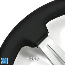 1964-1988 GM Cars Steering Wheel Black Leather With Brushed Silver Spokes 14