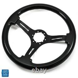 1964-1988 GM Cars Steering Wheel Black Wood With Black Anodized Spokes 14