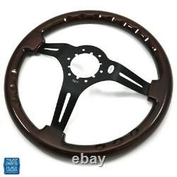 1964-1988 GM Cars Steering Wheel Wood With Black Anodized Spokes 14