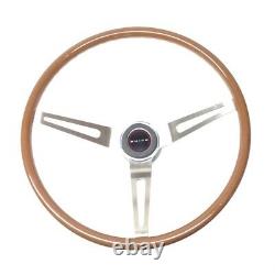 1964-66 Skylark Walnut Wood Steering Wheel Kit 3 Spoke Brushed Spokes