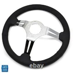 1964-88 GM Cars Aftermarket Steering Wheel Black Leather Wheel Chrome Spokes 14