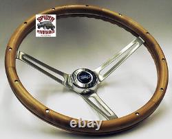 1965-1969 Ford steering wheel BLUE OVAL 15 MUSCLE CAR WALNUT WOOD
