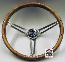 1965-1969 Ford steering wheel BLUE OVAL 15 MUSCLE CAR WALNUT WOOD