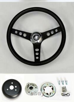 1965-1969 Mustang 13 1/4 classic black on black steering wheel Mustang Horn Cap