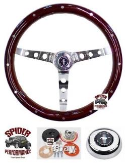 1965-1969 Mustang steering wheel PONY 15 CLASSIC MAHOGANY WOOD