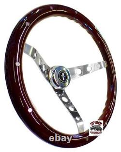 1965-1969 Mustang steering wheel PONY 15 CLASSIC MAHOGANY WOOD