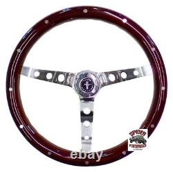 1965-1969 Mustang steering wheel PONY 15 CLASSIC MAHOGANY WOOD