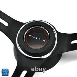 1967-1968 Buick Black Wood Black Anodized Steering Wheel with Buick Center Cap Kit