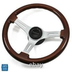 1967-1968 Buick Wood & Brushed Silver Steering Wheel BUICK Center Cap Kit
