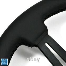 1967-68 Chevy Black Leather Black Anodized Steering Wheel Bowtie Center Cap Kit