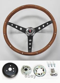 1967 68 Pontiac GTO Firebird LeMans Grant Wood Steering Wheel Black Spokes 15