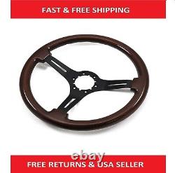 1968-1982 Corvette Steering Wheel Wood With Black Anodized Spokes 14