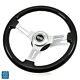 1969-1972 Chevy Black Wood & Brushed Silver Steering Wheel With Ss Center Cap Kit