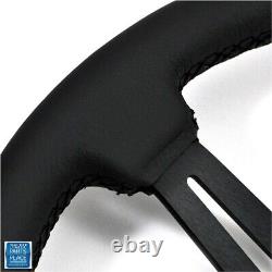 1969-72 Chevy Black Leather Black Anodized Steering Wheel Bowtie Center Cap Kit