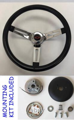 1970-73 C10 C20 Blazer Black Chrome Spokes Steering Wheel 13 1/2 red/blk Bowtie