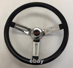 1970-73 C10 C20 Blazer Black Chrome Spokes Steering Wheel 13 1/2 red/blk Bowtie
