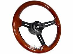 1974-94 Chevy Truck C10 S10 K10 Black Wood Steering Wheel Kit, Silver Bow Tie