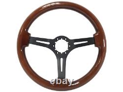 1974-94 Chevy Truck C10 S10 K10 Black Wood Steering Wheel Kit, Silver Bow Tie