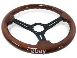 1974-94 Chevy Truck C10 S10 K10 Black Wood Steering Wheel Kit, Silver Bow Tie